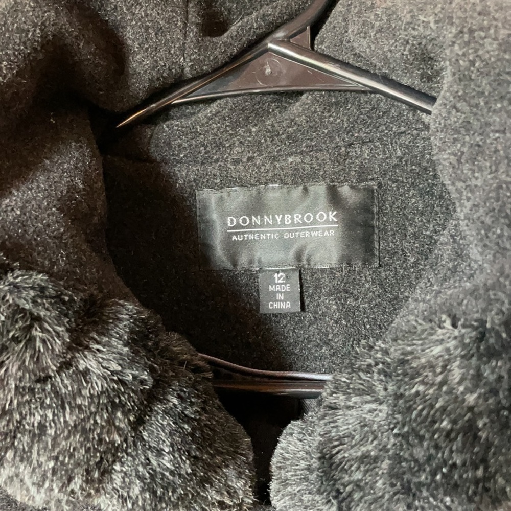 πHPπ DONNYBROOK Vintage Style Faux Fur Trimmed Hooded Wool Blend Long CoatβοΈ - Picture 6 of 14